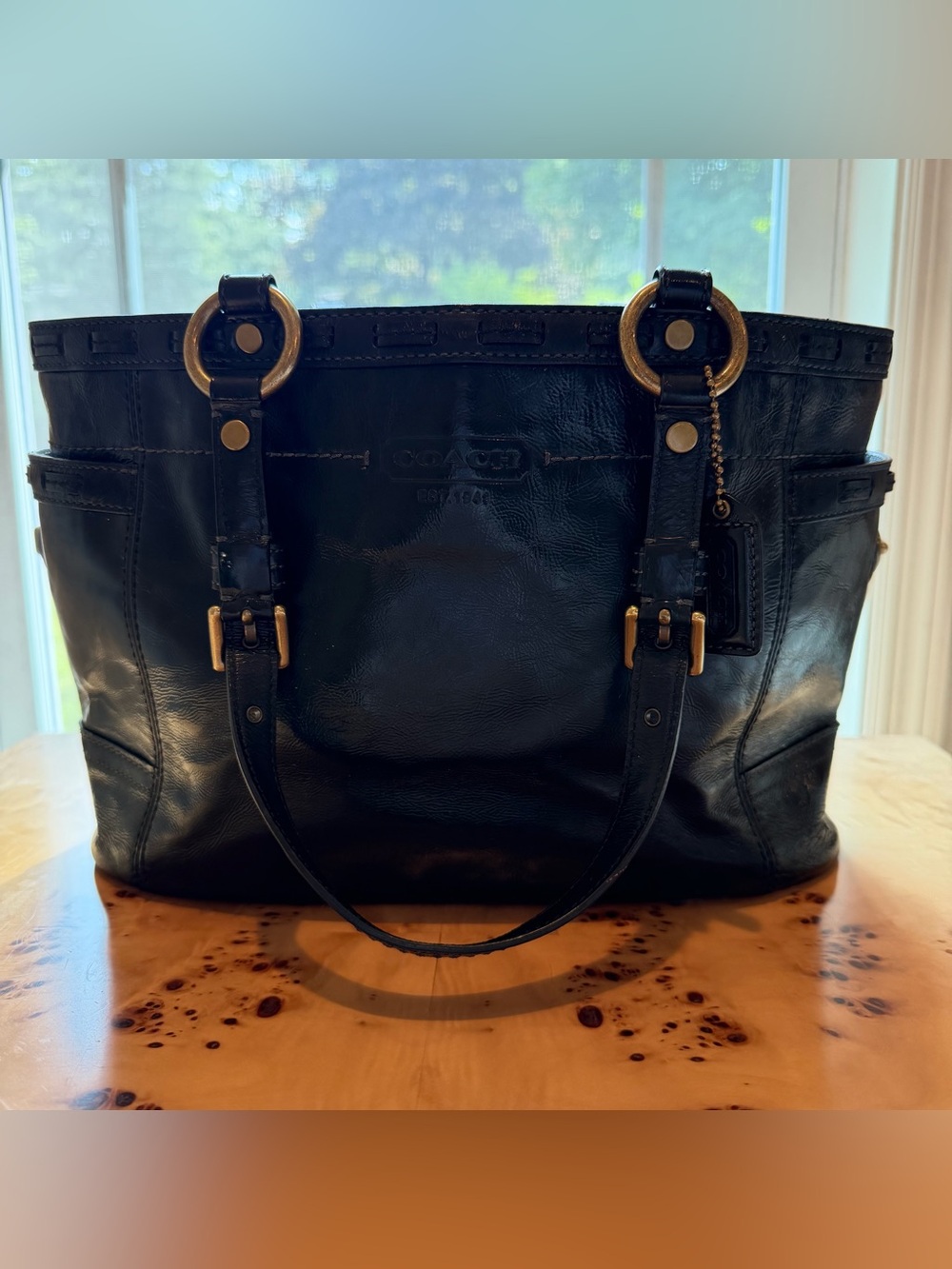 Coach Black Patent Leather Gallery Tote Bag